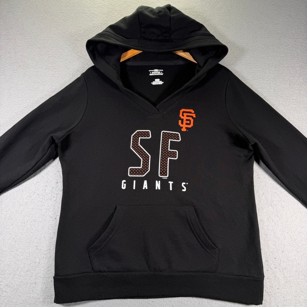 San Francisco SF Giants Black V-Neck Hoodie Sweatshirt Women's Size L/G - Picture 3 of 11